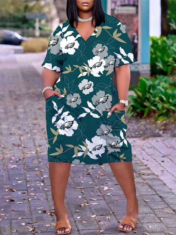 Philadelphia Eagles V-neck Casual Pocket Dress Limited Edition AZBTVCPD000120