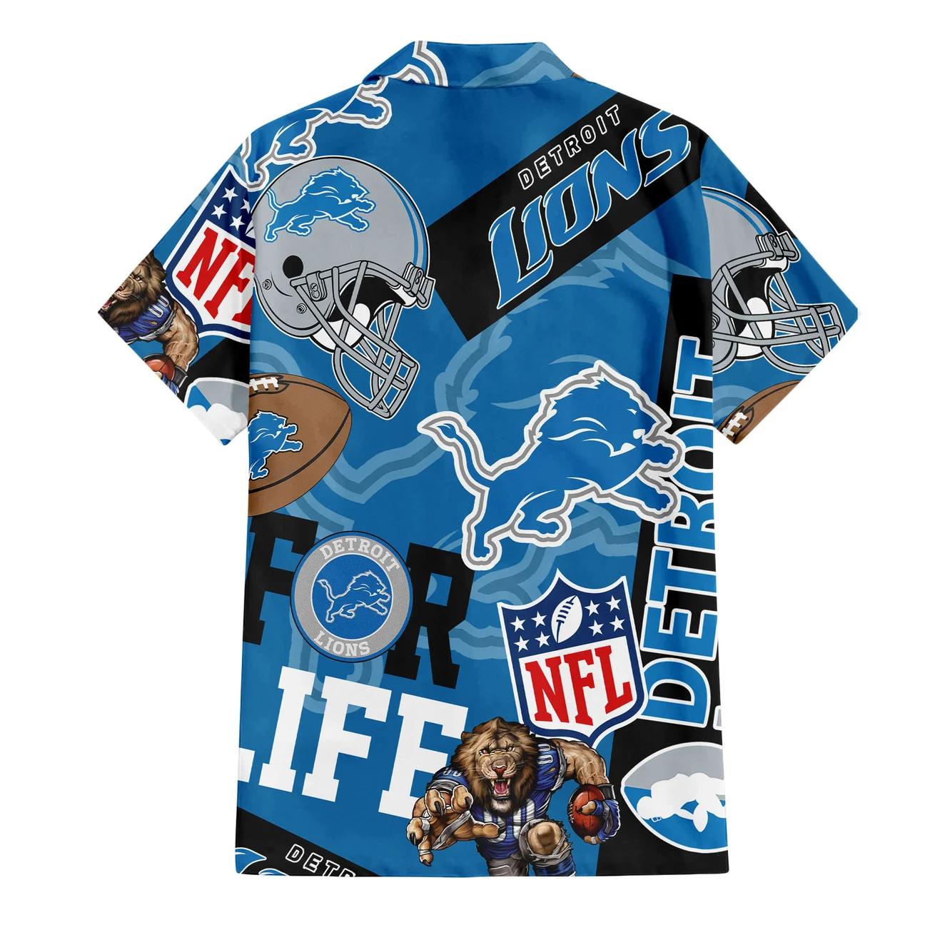 Detroit Lions Custom Limited Edition For Life Hawaiian Shirt and Shorts AZHAHWSS000261