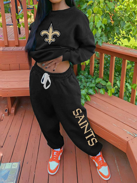 New Orleans Saints Drop Shoulder Sweatshirt and Sweatpants AZBTDSS000002