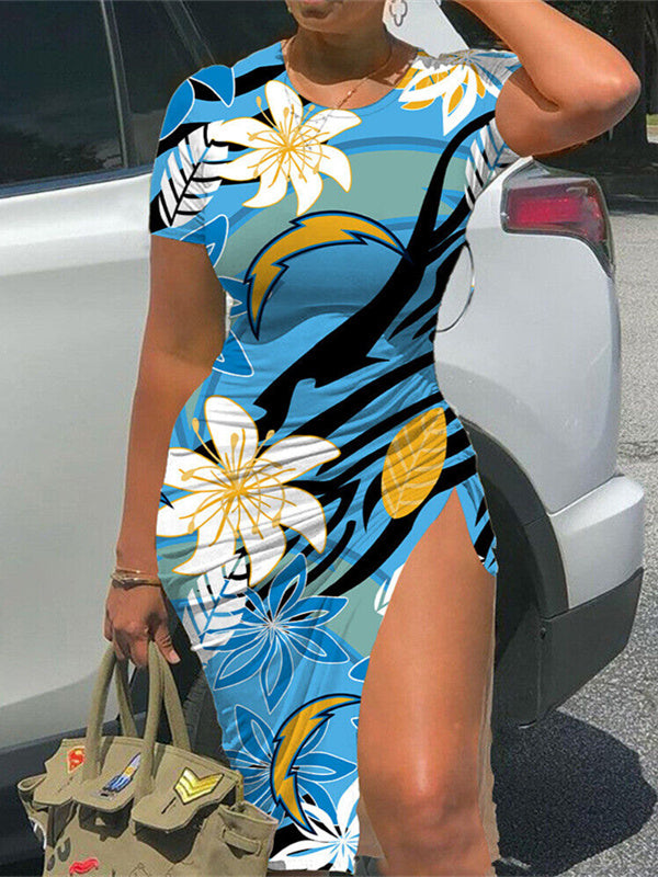 Los Angeles Chargers Slit Bodycon Dress  AZBTSBD000027
