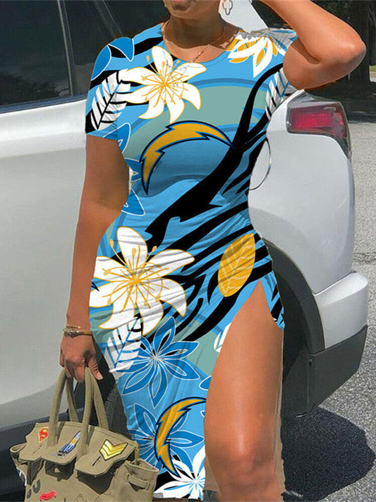 Los Angeles Chargers Slit Bodycon Dress  AZBTSBD000027