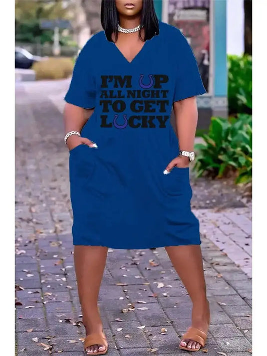 Indianapolis Colts V-neck Casual Pocket Dress Limited Edition AZBTVCPD000362