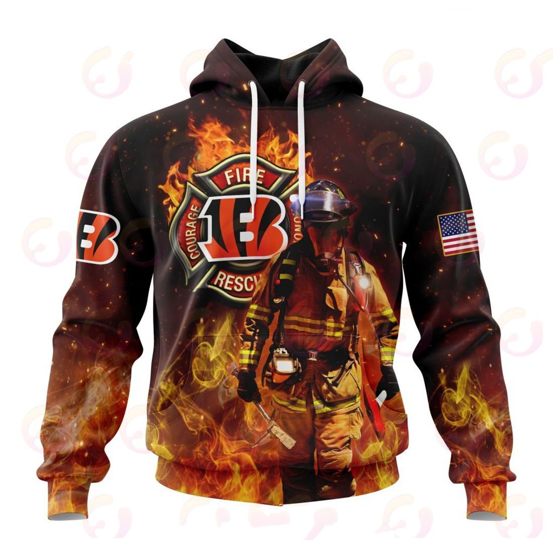 Cincinnati Bengals Honor Firefighters – First Responders All Over Printed T-shirt Sweatshirt Hoodie AZCHD830