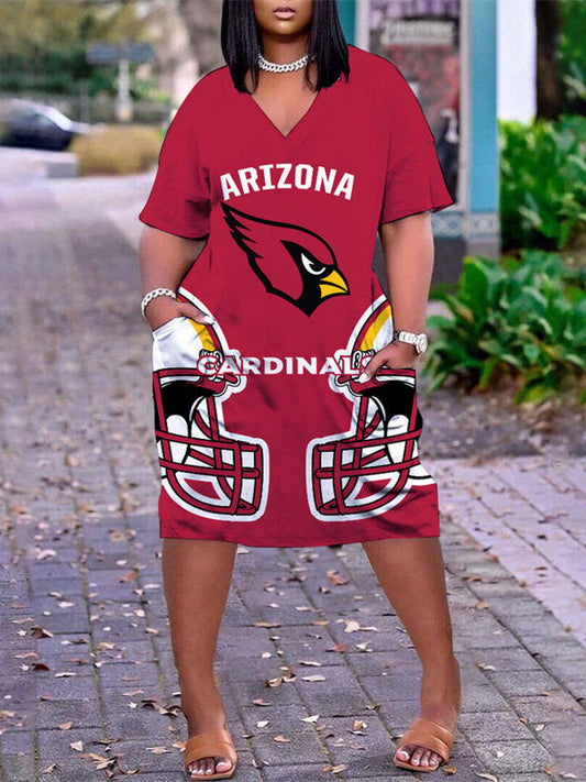 Arizona Cardinals V-neck Casual Pocket Dress Limited Edition AZBTVCPD000379