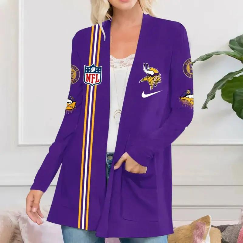 Minnesota Vikings Women Patch Pocket Cardigan BT122