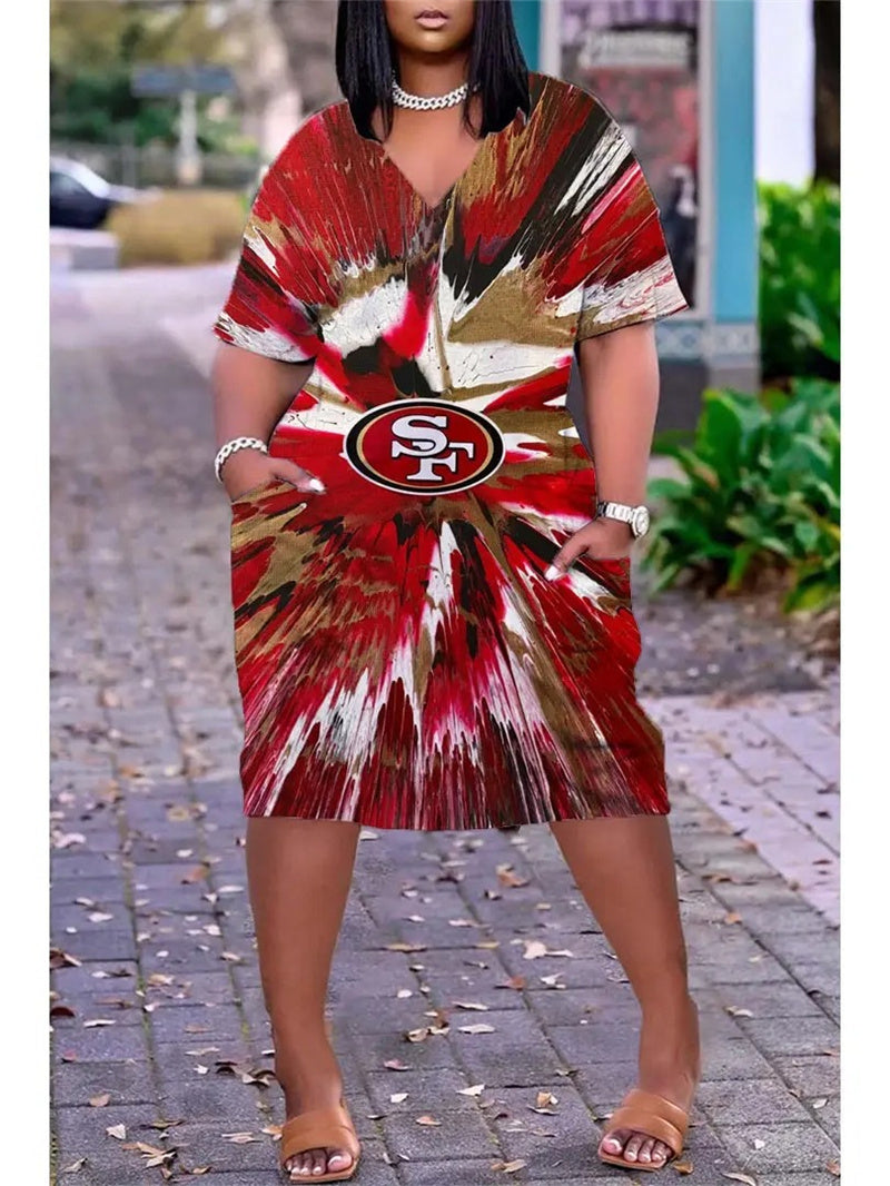 San Francisco 49ers V-neck Casual Pocket Dress Limited Edition AZBTVCPD000290