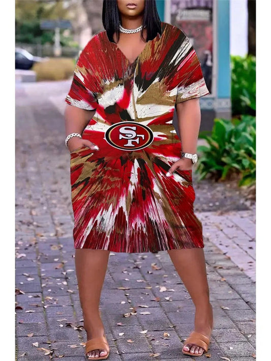 San Francisco 49ers V-neck Casual Pocket Dress Limited Edition AZBTVCPD000290