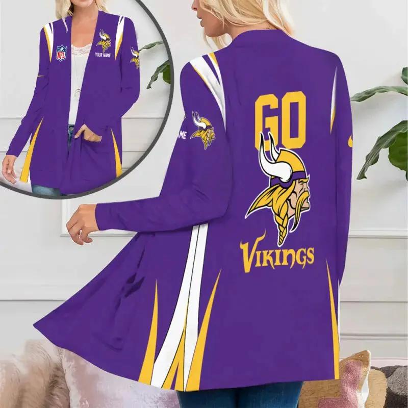 Minnesota Vikings Women Patch Pocket Cardigan BT123
