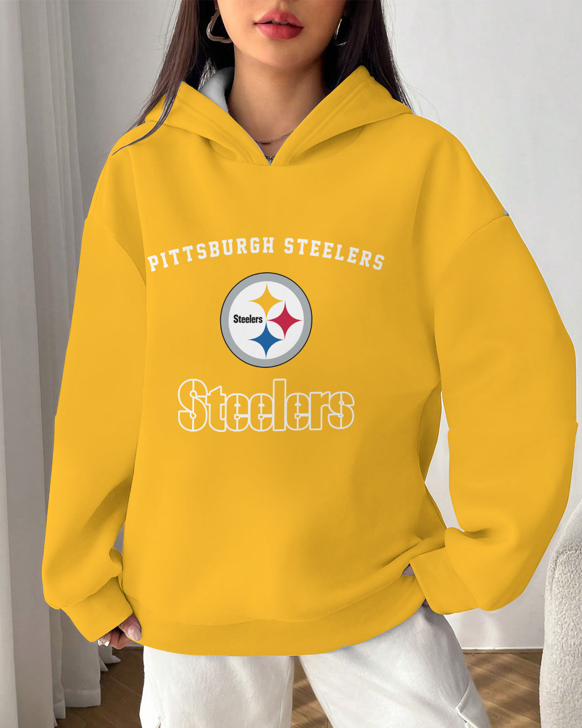 Pittsburgh Steelers Printed Hooded Pocket Pullover Hoodie AZBTPH000069