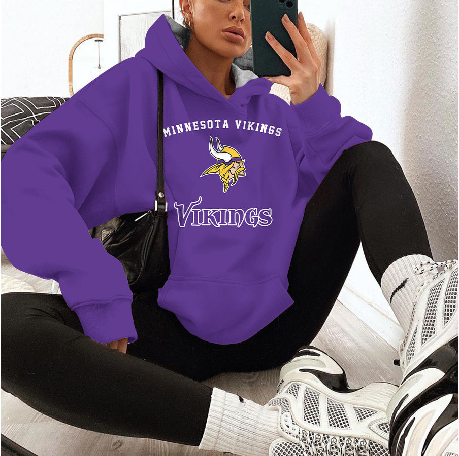 Minnesota Vikings Printed Hooded Pocket Pullover Hoodie AZBTPH000077