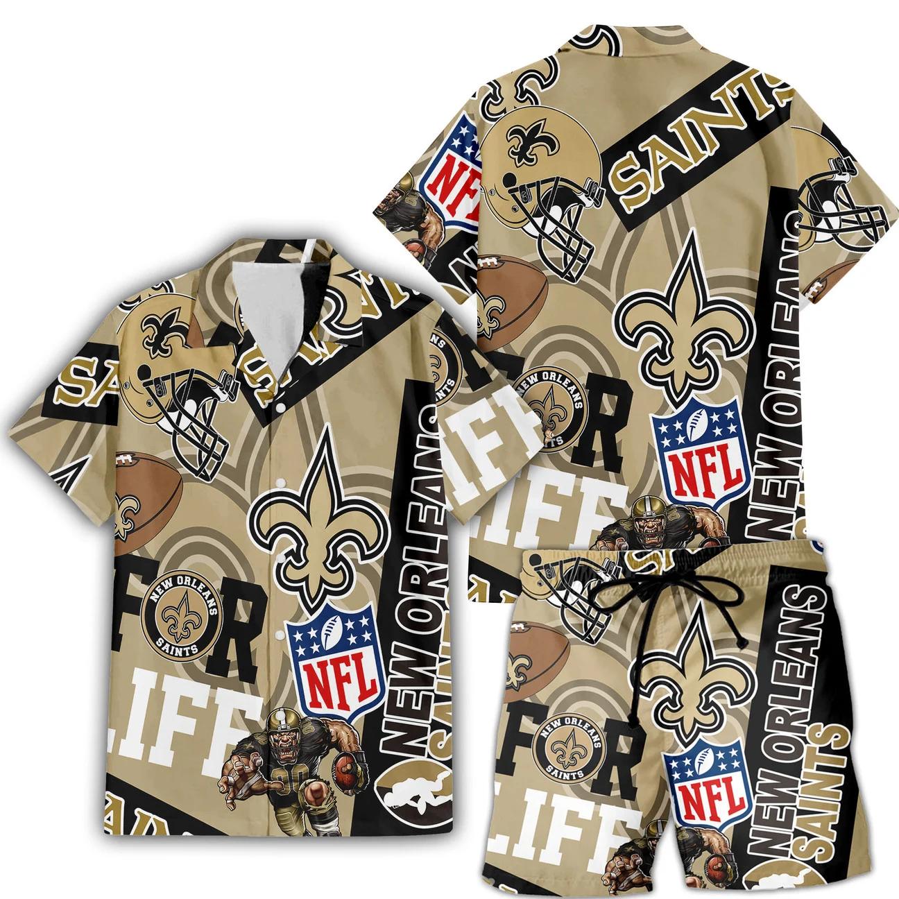 New Orleans Saints Custom Limited Edition For Life Hawaiian Shirt and Shorts AZHAHWSS000272