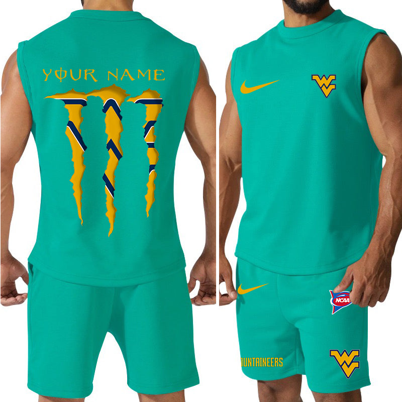 West Virginia Mountaineers Colorful Combo Men Jersey Tank Top and Shorts AZBTCMJTTS000052