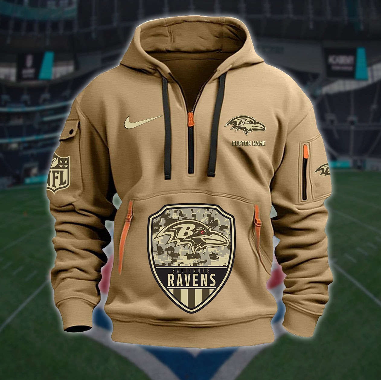 Baltimore Ravens New Personalized Quarter Zip Hoodie Limited Edition AZBTQZH000190