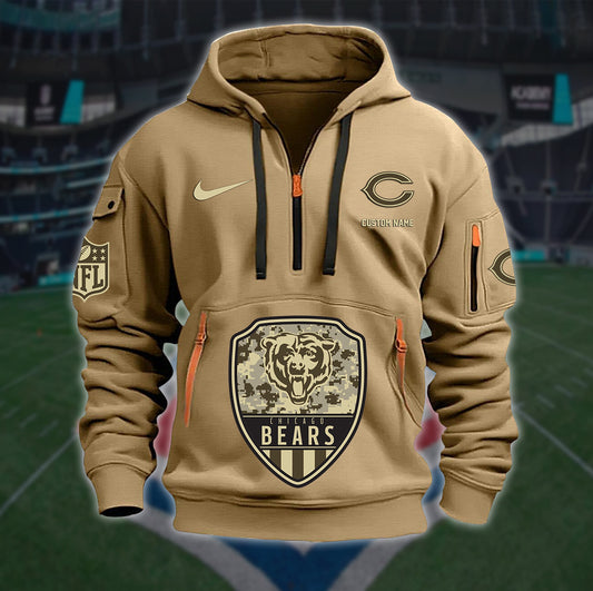 Chicago Bears New Personalized Quarter Zip Hoodie Limited Edition AZBTQZH000193