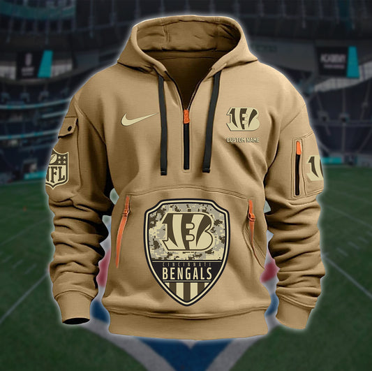 Cincinnati Bengals New Personalized Quarter Zip Hoodie Limited Edition AZBTQZH000179