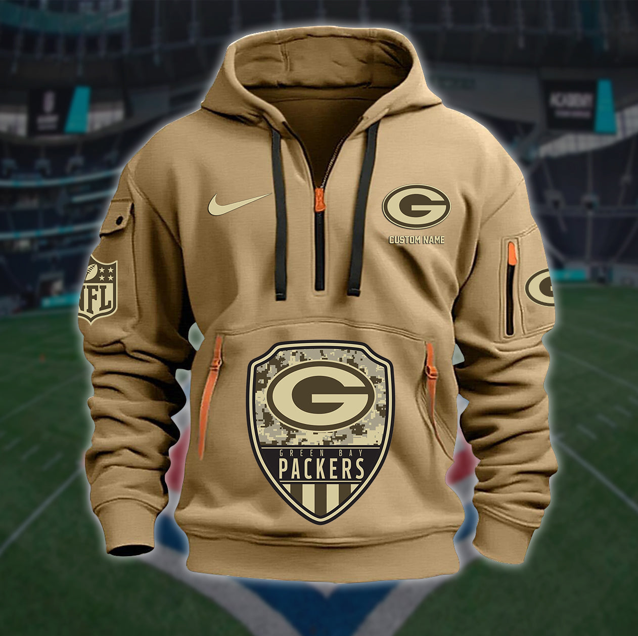 Green Bay Packers New Personalized Quarter Zip Hoodie Limited Edition AZBTQZH000183