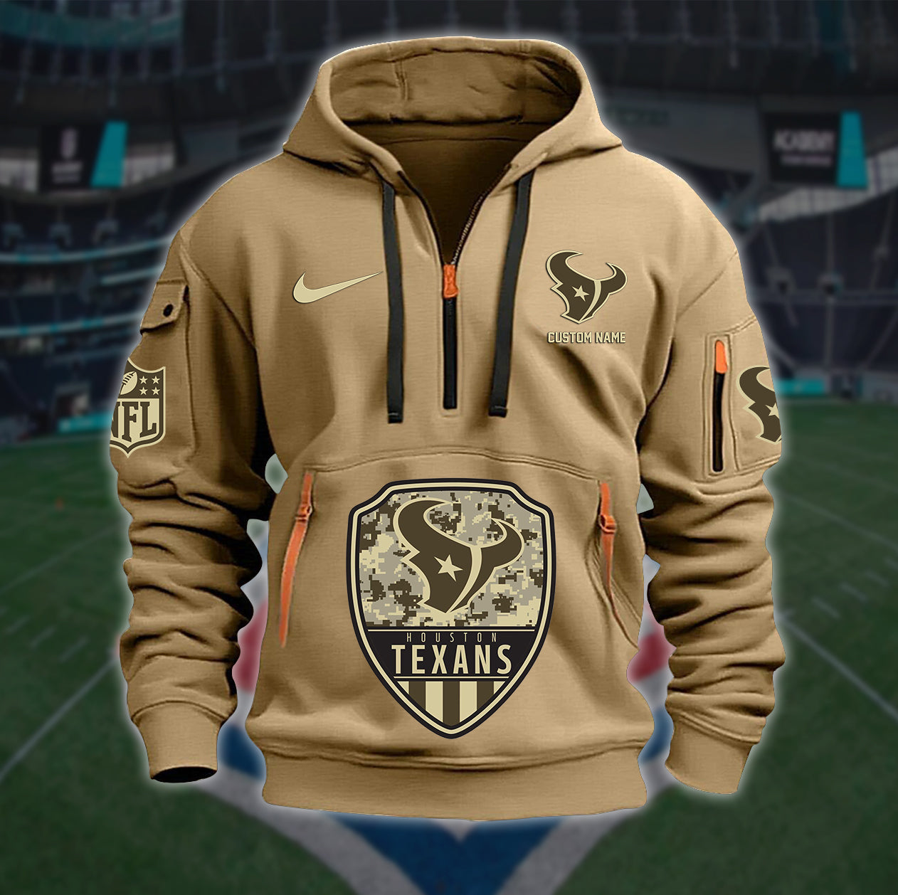 Houston Texans New Personalized Quarter Zip Hoodie Limited Edition AZBTQZH000184