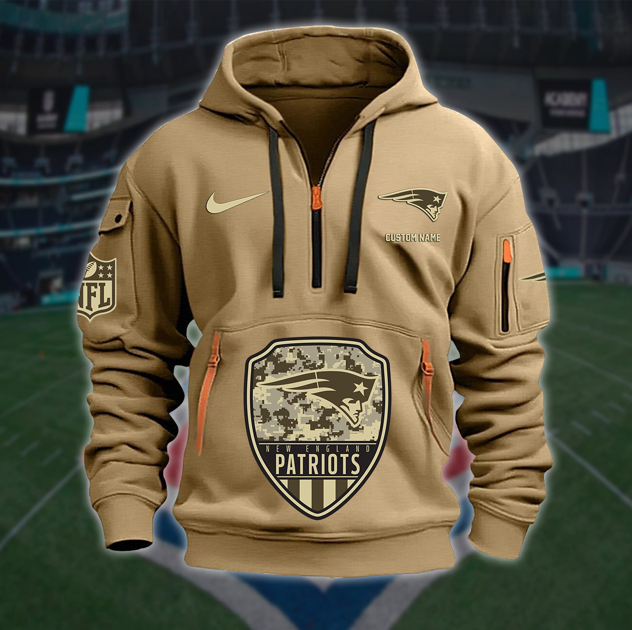 New England Patriots New Personalized Quarter Zip Hoodie Limited Edition AZBTQZH000196