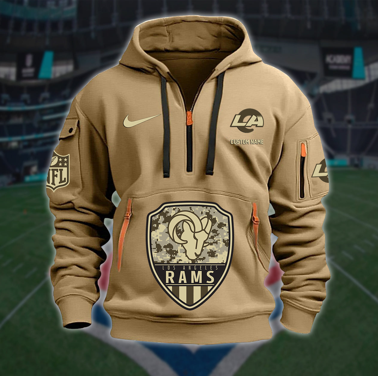 Los Angeles Rams New Personalized Quarter Zip Hoodie Limited Edition AZBTQZH000201