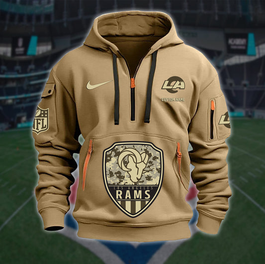 Los Angeles Rams New Personalized Quarter Zip Hoodie Limited Edition AZBTQZH000201