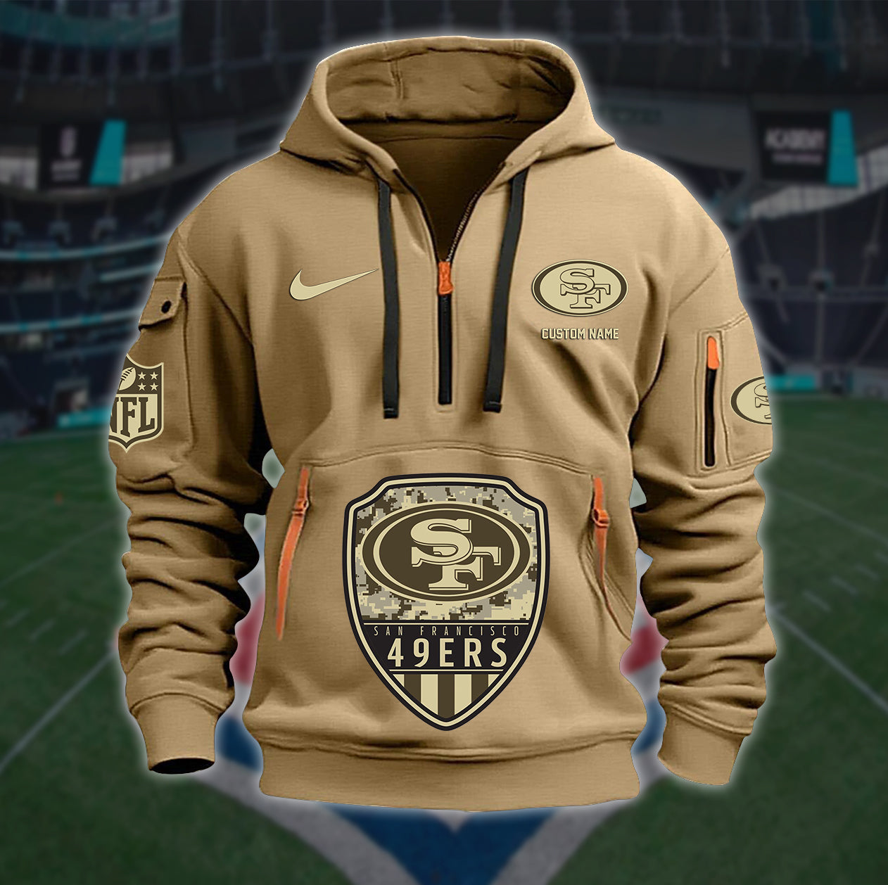 San Francisco 49ers New Personalized Quarter Zip Hoodie Limited Edition AZBTQZH000202