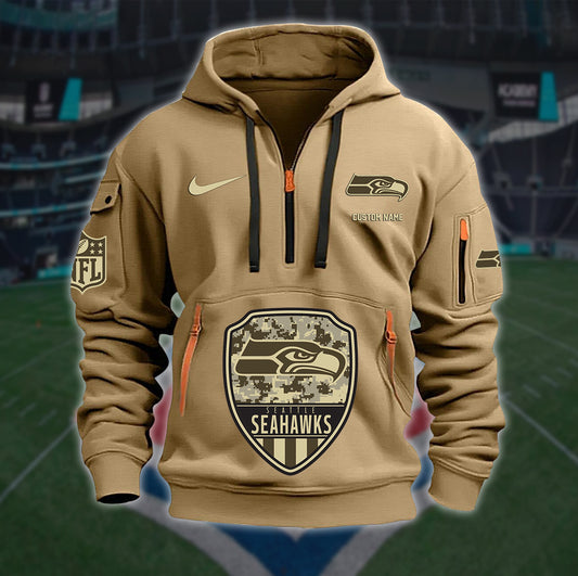 Seattle Seahawks New Personalized Quarter Zip Hoodie Limited Edition AZBTQZH000203