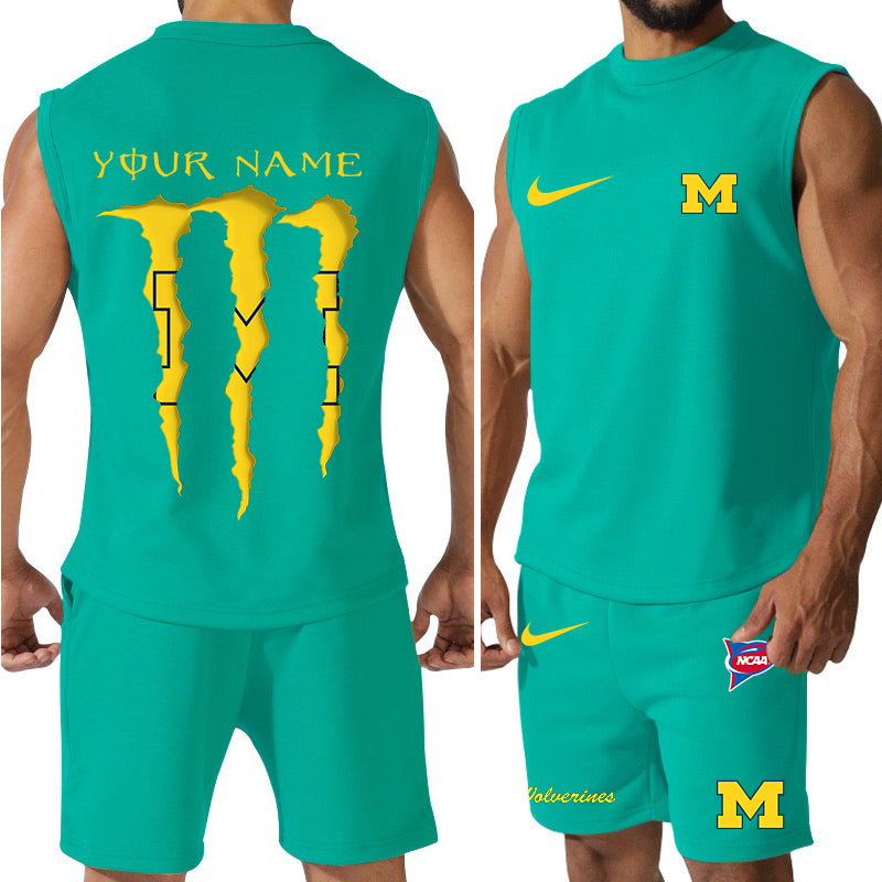 Michigan Wolverines Colorful Combo Men Jersey Tank Top and Shorts AZBTCMJTTS000065