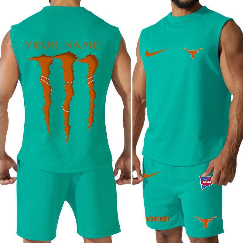Texas Longhorns Colorful Combo Men Jersey Tank Top and Shorts AZBTCMJTTS000068