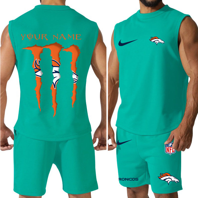Denver Broncos Colorful Combo Men Jersey Tank Top and Shorts AZBTCMJTTS000015