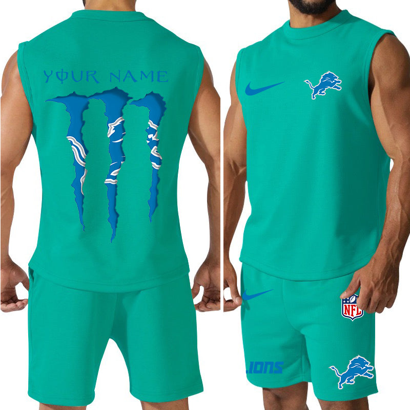 Detroit Lions Colorful Combo Men Jersey Tank Top and Shorts AZBTCMJTTS000016