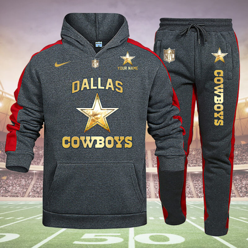 Dallas Cowboys Personalized Golden Logo Hoodie Set AZBTHS000009
