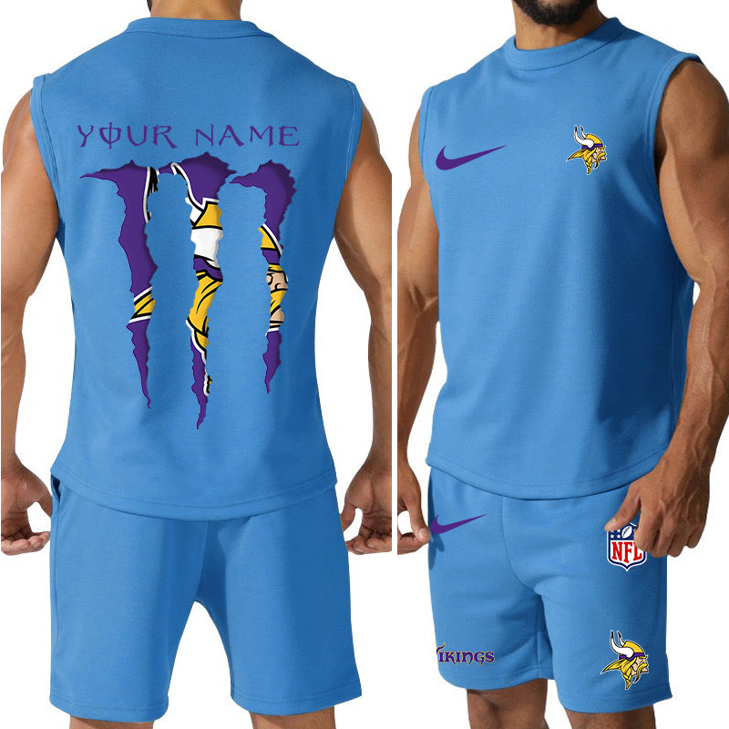 Minnesota Vikings Colorful Combo Men Jersey Tank Top and Shorts AZBTCMJTTS000023