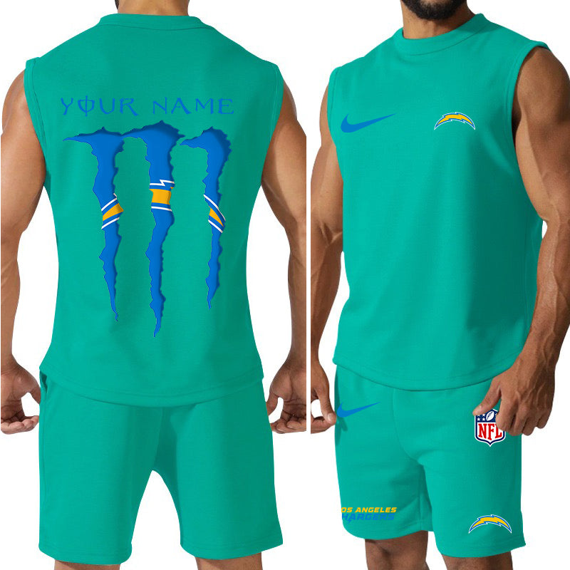 Los Angeles Chargers Colorful Combo Men Jersey Tank Top and Shorts AZBTCMJTTS000032