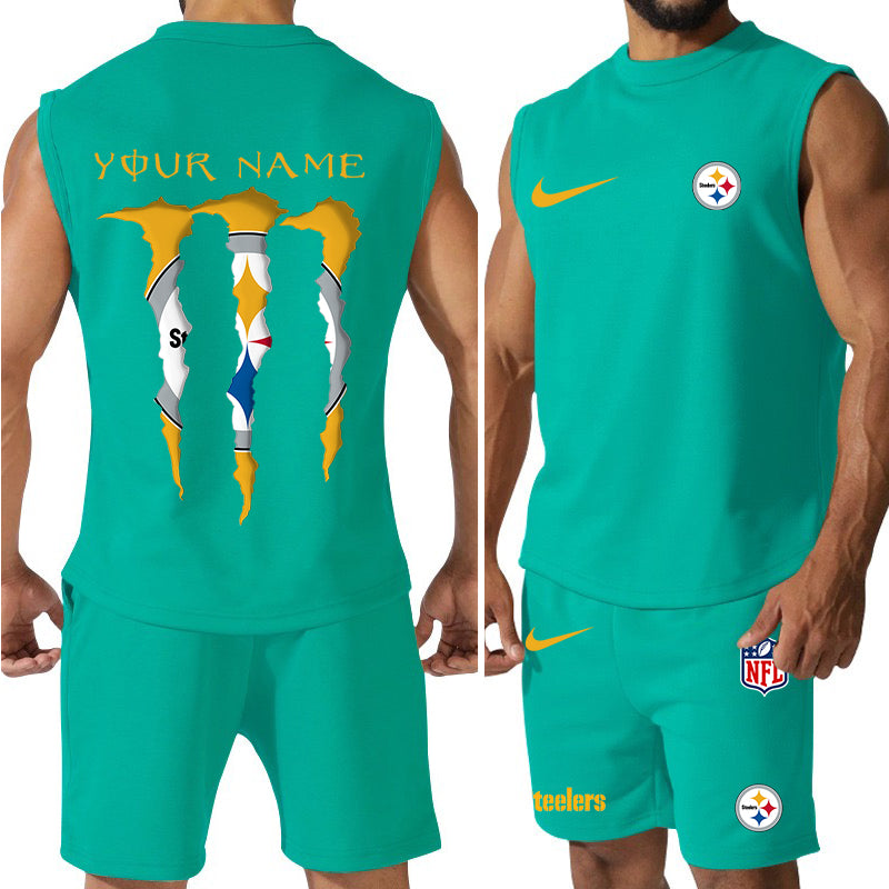 Pittsburgh Steelers Colorful Combo Men Jersey Tank Top and Shorts AZBTCMJTTS000030