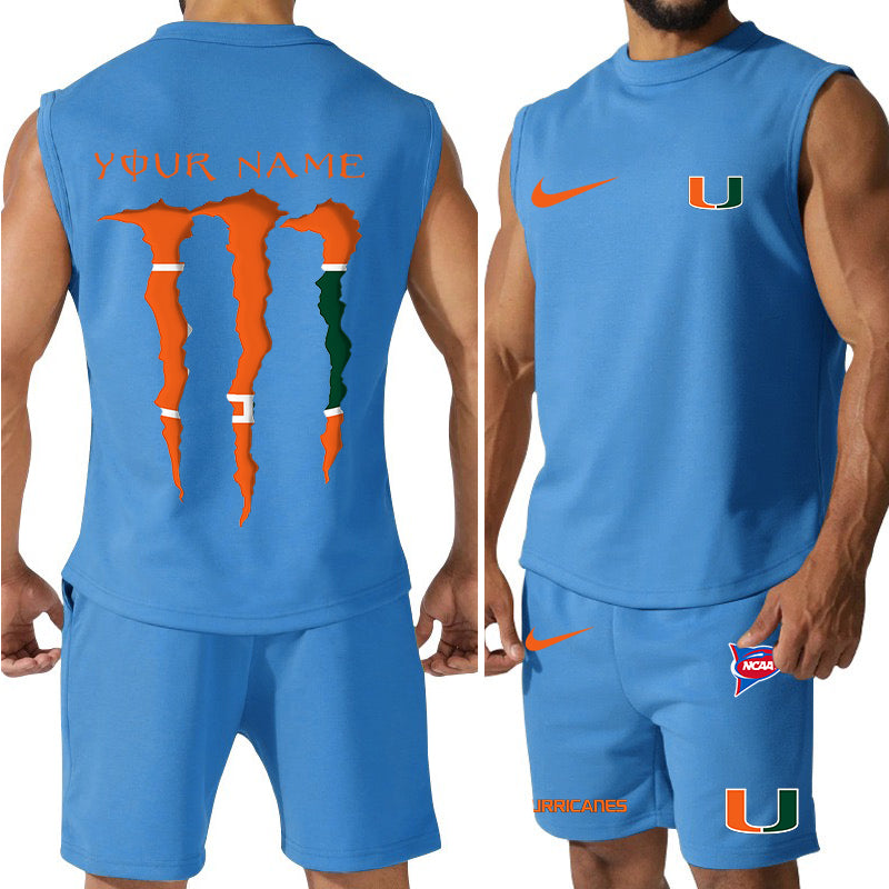 Miami Hurricanes Colorful Combo Men Jersey Tank Top and Shorts AZBTCMJTTS000035