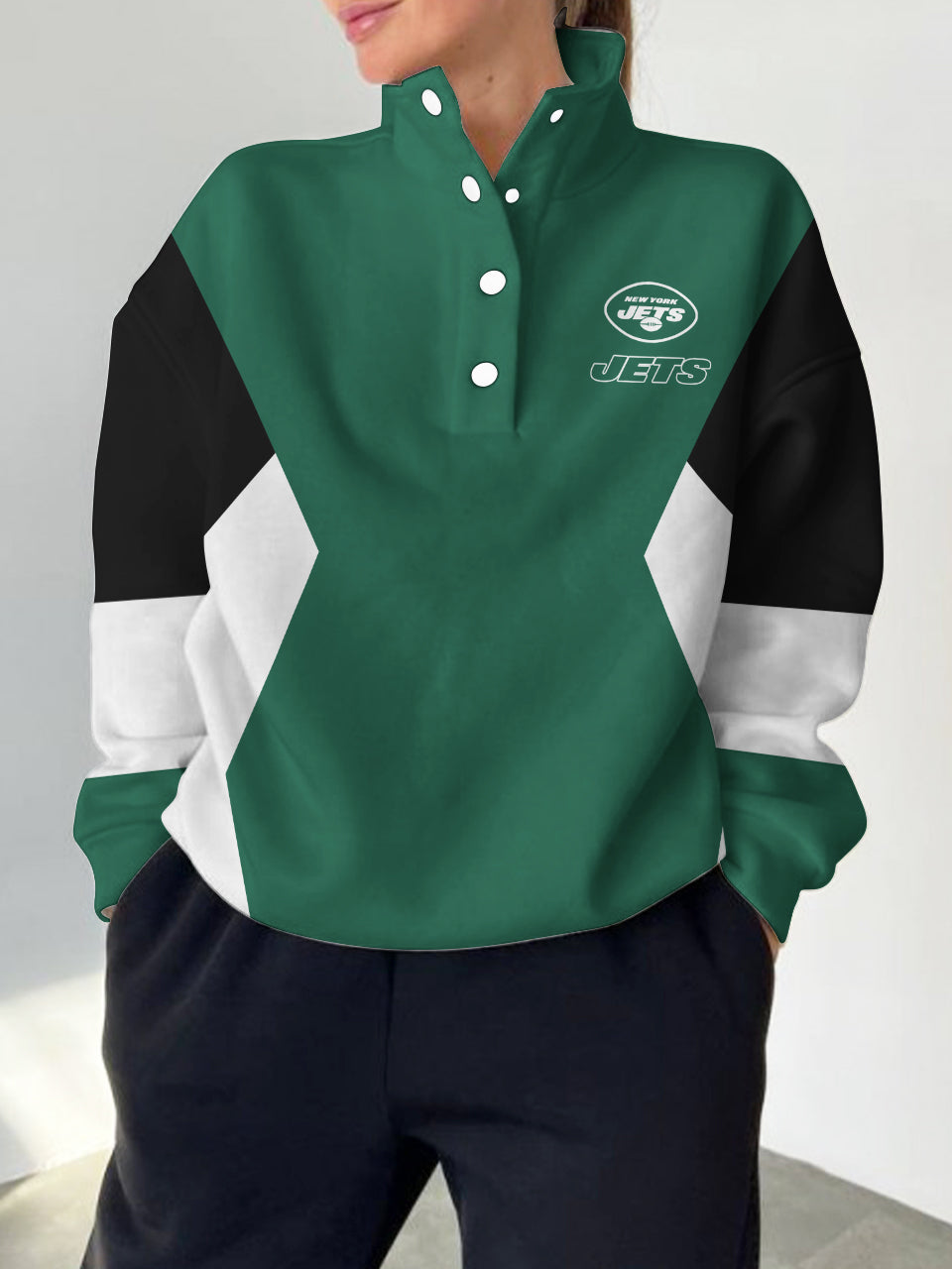 New York Jets Casual Colorful Stand Collar Sweatshirt AZBTSCSW000435