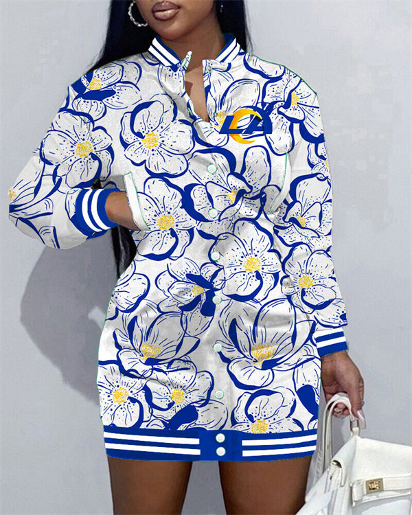 Los Angeles Rams Women Button Down Jacket Dress AZBTBDJD000356