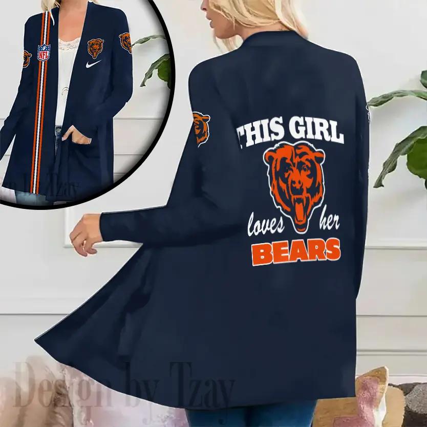Chicago Bears Women Patch Pocket Cardigan BT031
