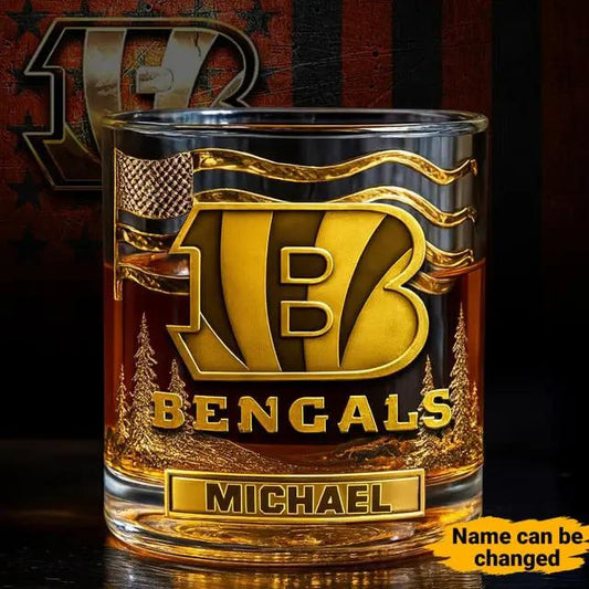 Cincinnati Bengals Golden Logo Whiskey Glass SP15