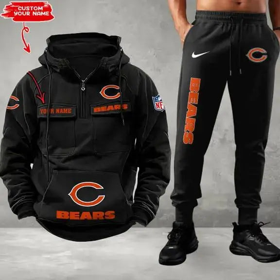 Chicago Bears Combo Multi-Pockets Hoodie And Pants EM10