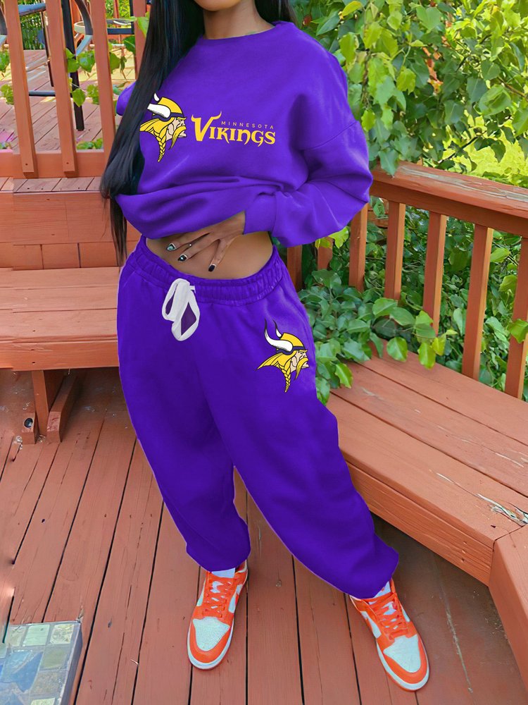 Minnesota Vikings Drop Shoulder Sweatshirt and Sweatpants AZBTDSS000031
