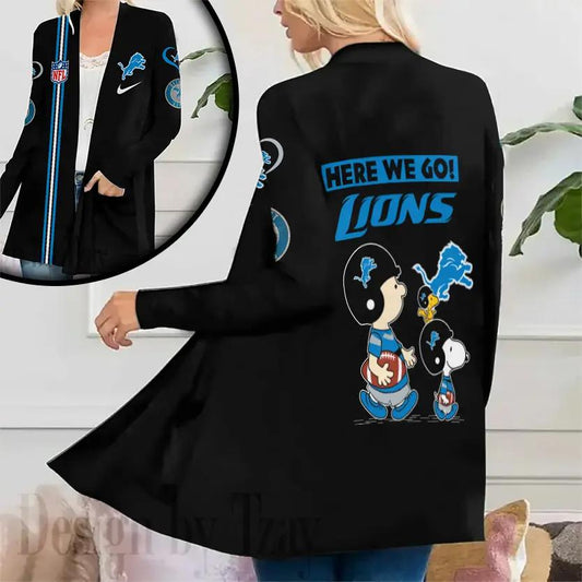 Detroit Lions Women Patch Pocket Cardigan BT068