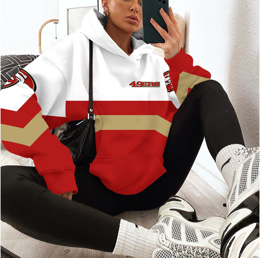 San Francisco 49ers Printed Hooded Pocket Pullover Hoodie AZBTPH000003