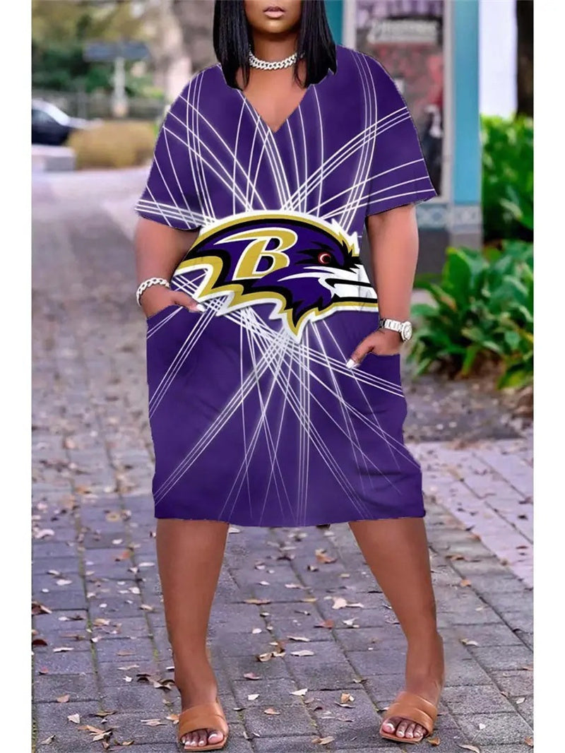 Baltimore Ravens V-neck Casual Pocket Dress Limited Edition AZBTVCPD000174
