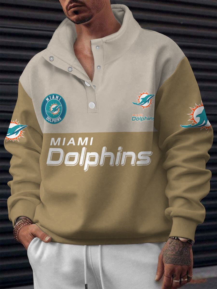 Miami Dolphins Casual Colorful Stand Collar Sweatshirt AZBTSCSW000534