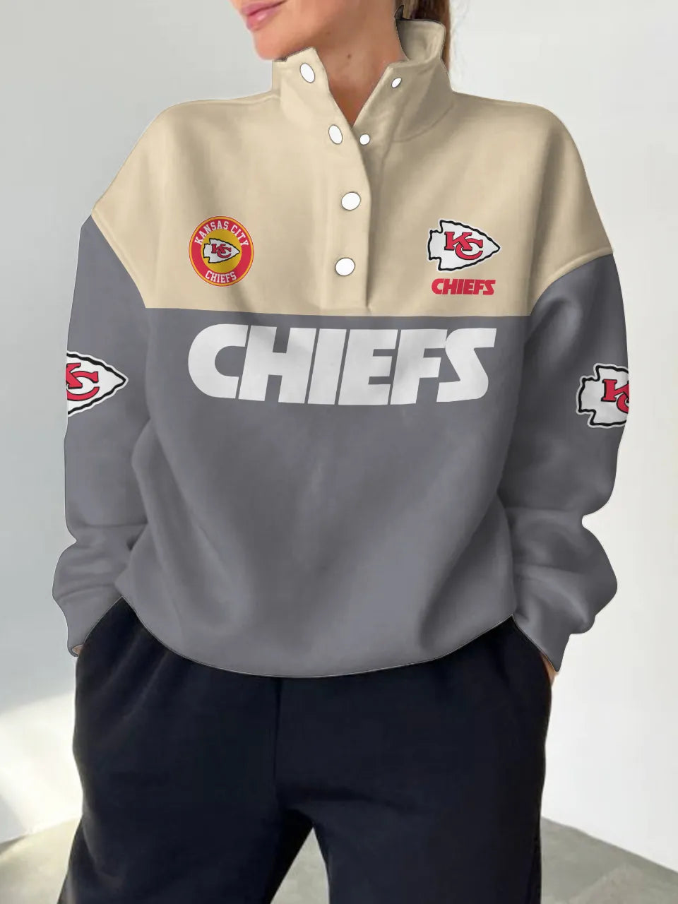 Kansas City Chiefs Casual Colorful Stand Collar Sweatshirt AZBTSCSW000448