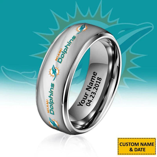 Miami Dolphins Special Stainless Ring Custom Name AZBTSR000050