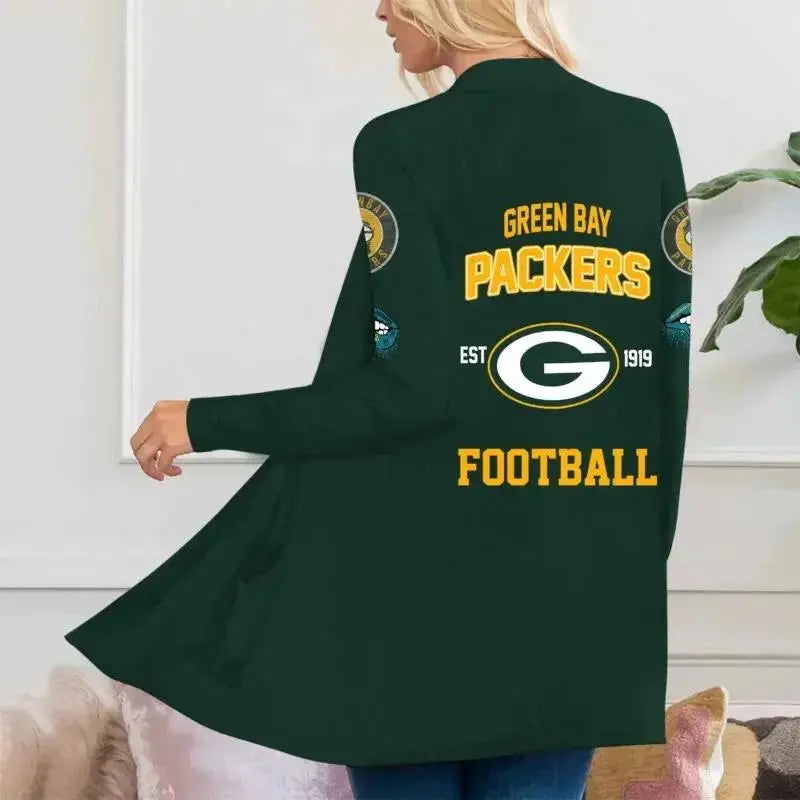 Green Bay Packers Women Patch Pocket Cardigan BT071