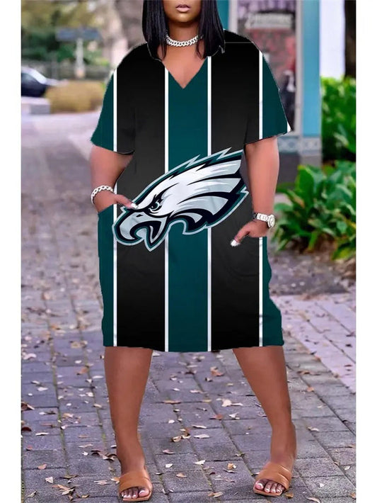 Philadelphia Eagles V-neck Casual Pocket Dress Limited Edition AZBTVCPD000119