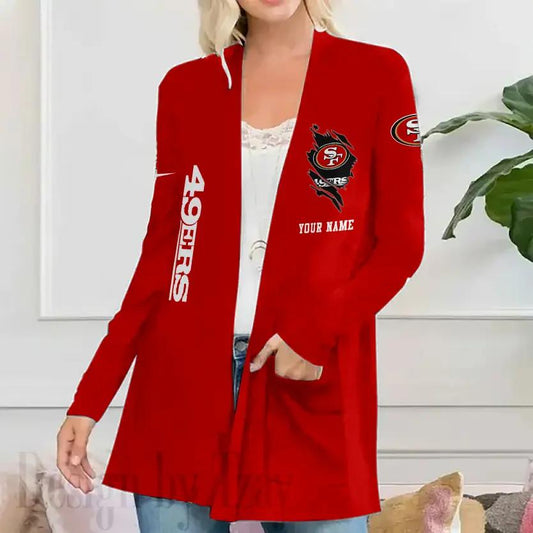 San Francisco 49ers Women Patch Pocket Cardigan BT171